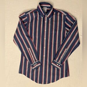 Brooks Brothers Regent NON-IRON 100% COTTON Blue, Red and White Striped Shirt